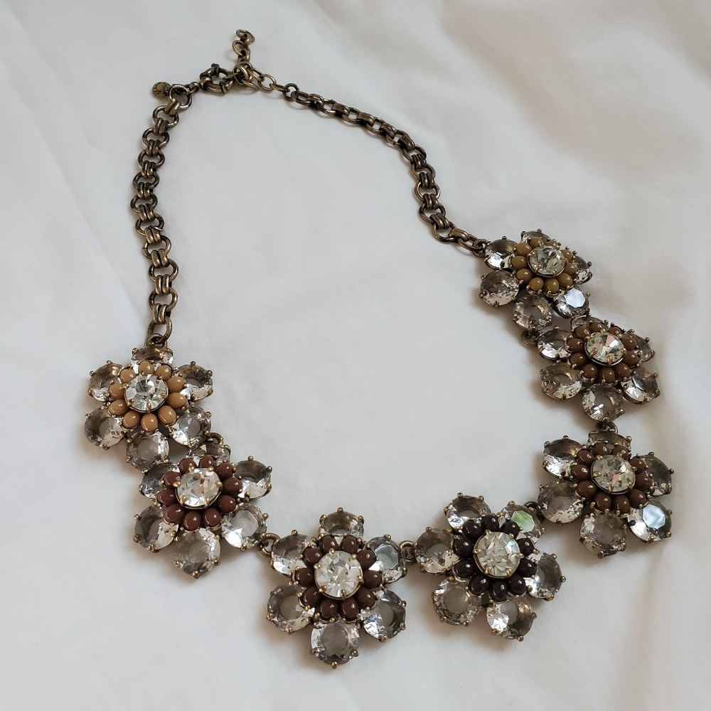J.Crew Glass Flower Statement Necklace